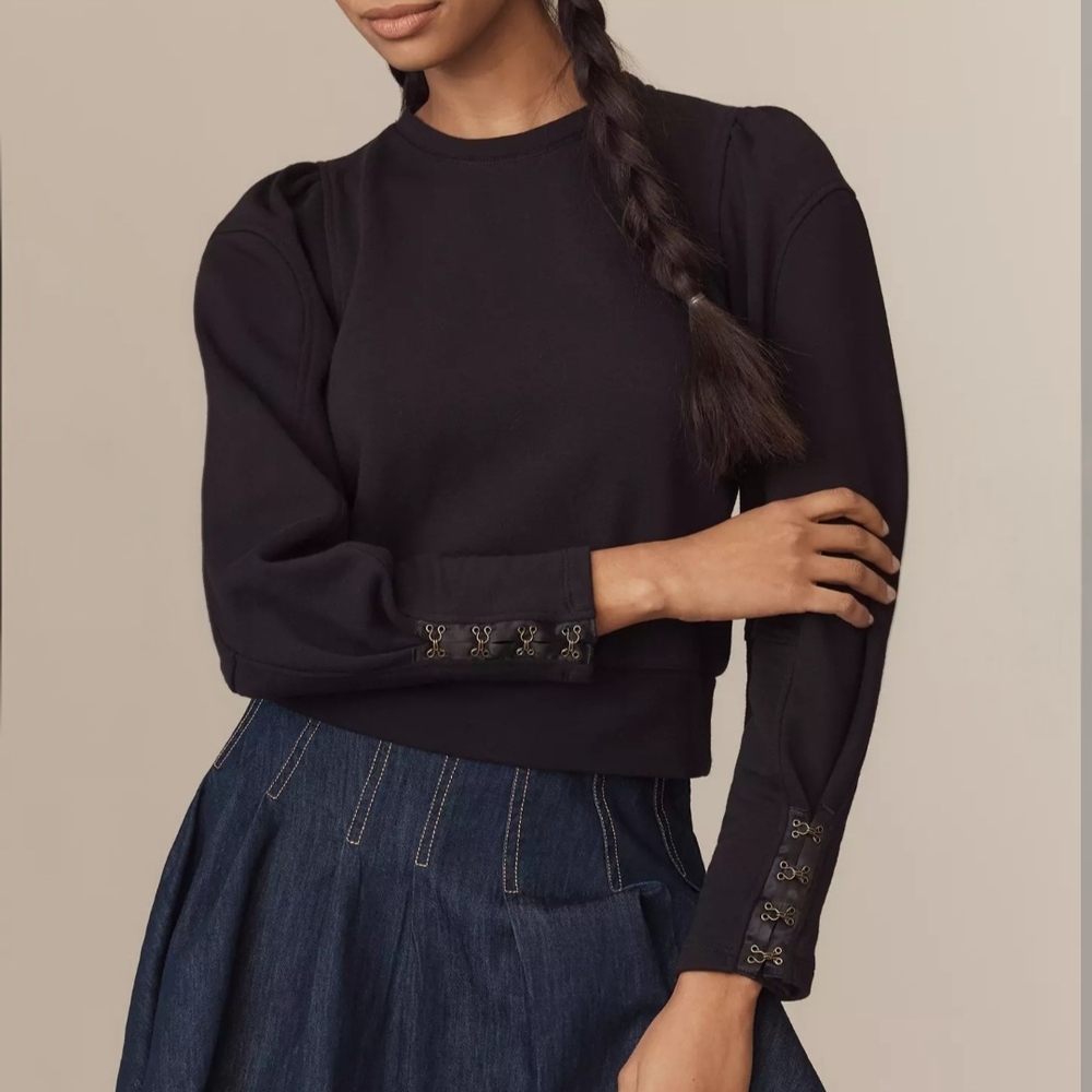 Anthropologie Fastened Sleeve Green Top